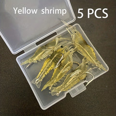 5pcs Boxed Luminous Bionic Shrimp Baits With Hooks for Fishing