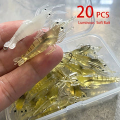 5pcs Boxed Luminous Bionic Shrimp Baits With Hooks for Fishing