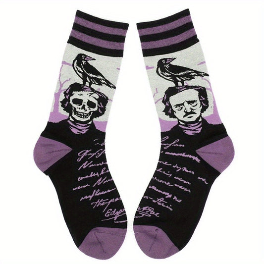 Men's Funny Cartoon Anime Crew Socks Comfy Cotton Blend Casual Unisex Socks