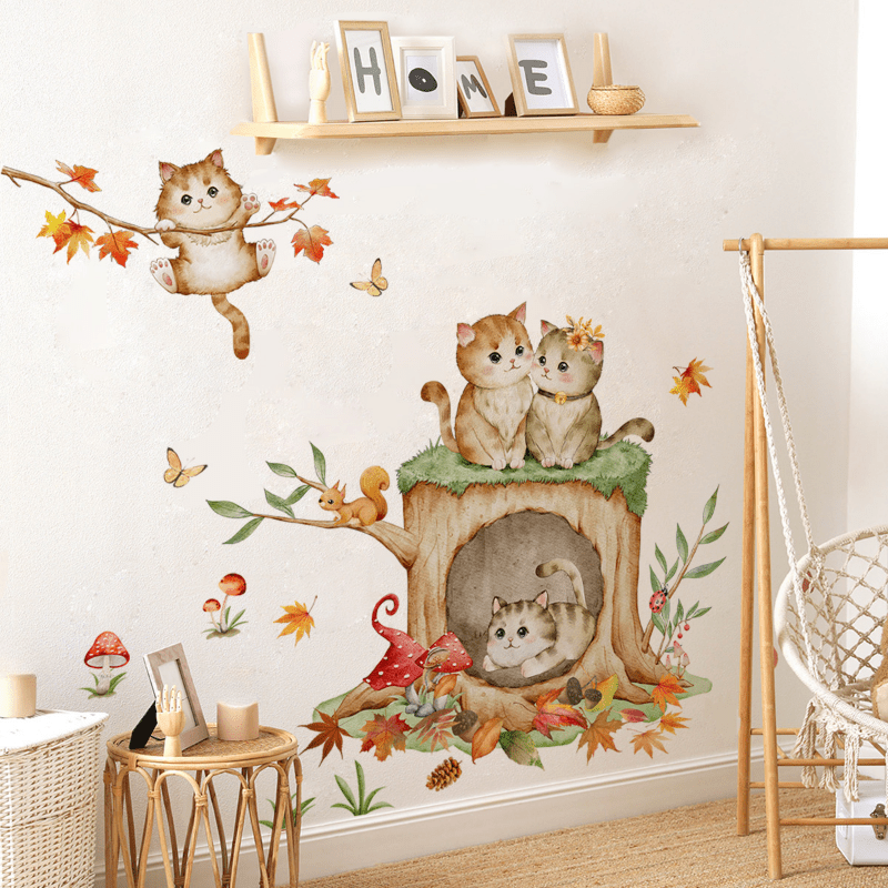 Hand painted Cartoon Kitten Wall Sticker