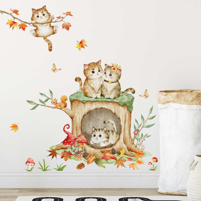 Hand painted Cartoon Kitten Wall Sticker