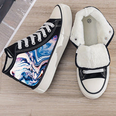Warm Plush Lined Chunky Canvas Sneakers