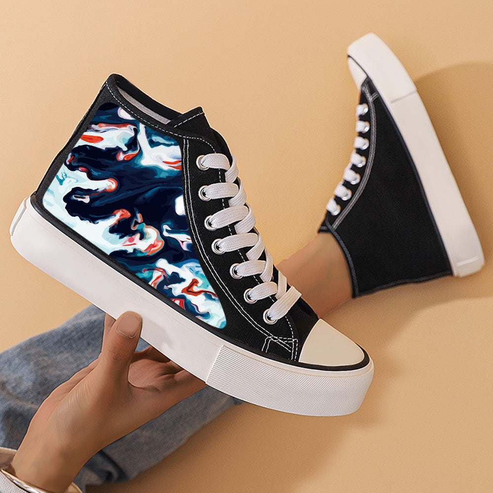 Heighten Chunky Canvas Sneakers High Top Skate Shoes