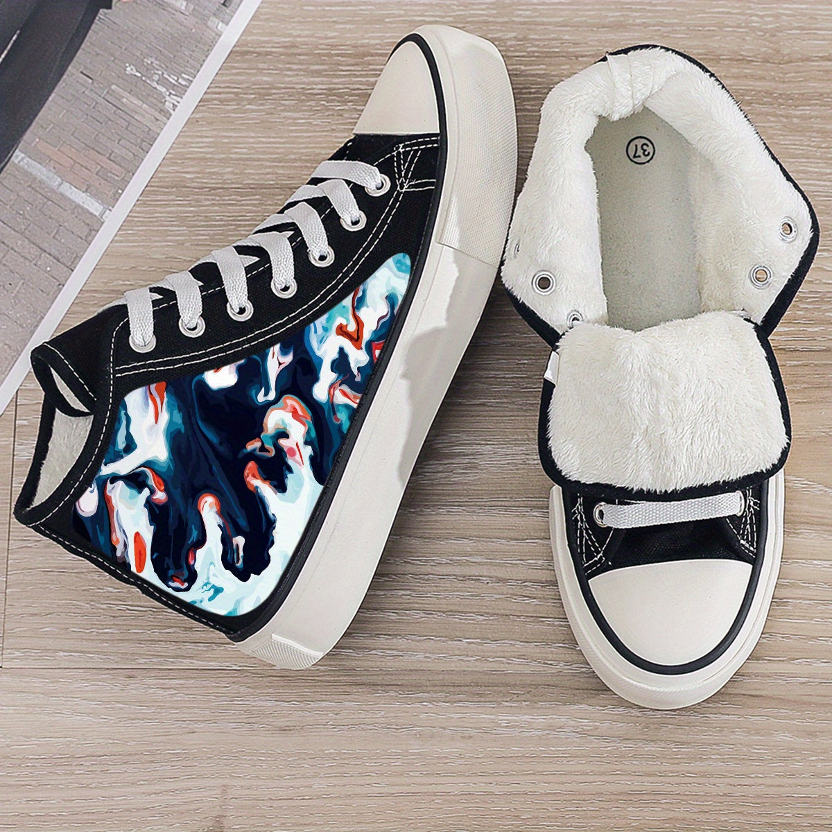 Plush Lined Thermal Chunky Canvas Sneakers