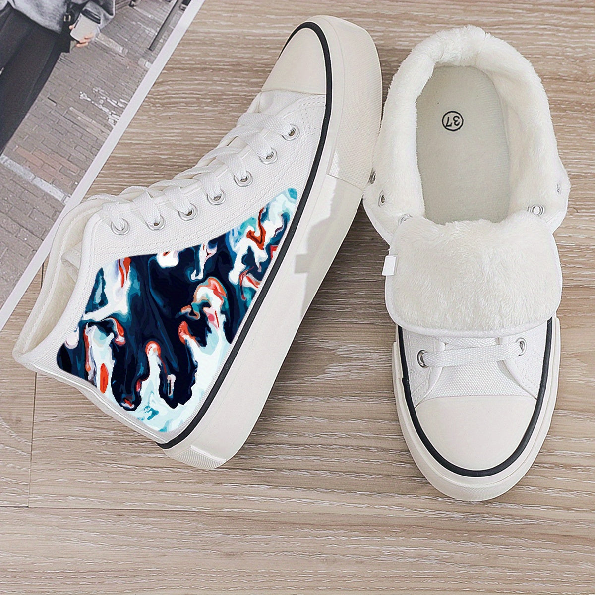 Plush Lined Thermal Chunky Canvas Sneakers