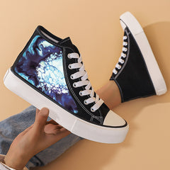 Abstract Print Chunky Canvas Sneakers High Top Skate Shoes