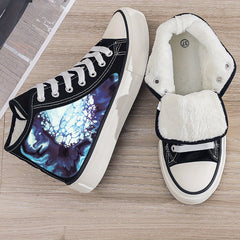 Plush Lined Thermal Chunky Canvas Sneakers Flat Heighten Fall Winter Warm