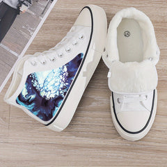 Plush Lined Thermal Chunky Canvas Sneakers Flat Heighten Fall Winter Warm