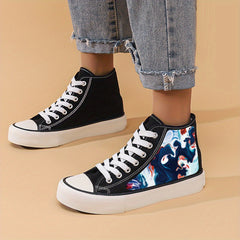 Flat Heighten Chunky Canvas Sneakers High Top Classic Skate Shoes