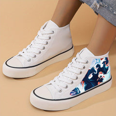 Flat Heighten Chunky Canvas Sneakers High Top Classic Skate Shoes
