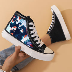 Flat Heighten Chunky Canvas Sneakers High Top Classic Skate Shoes