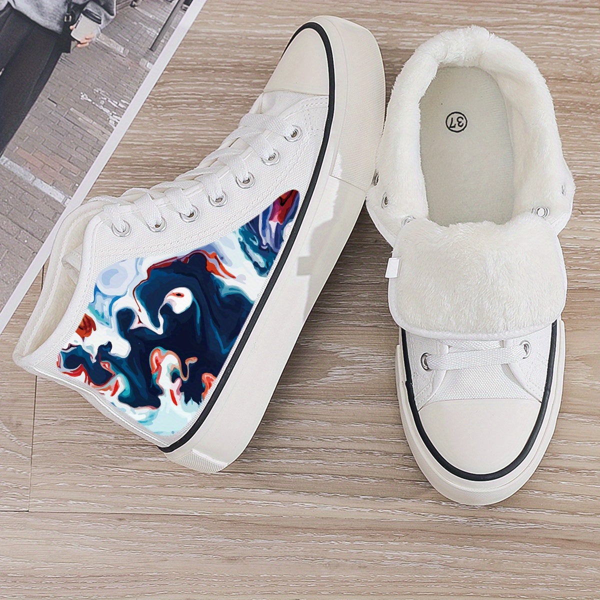 Plush Lined Thermal Chunky Canvas Sneakers