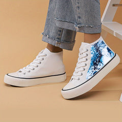 Abstract Print Chunky High Top Canvas Sneakers