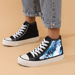 Abstract Print Chunky High Top Canvas Sneakers