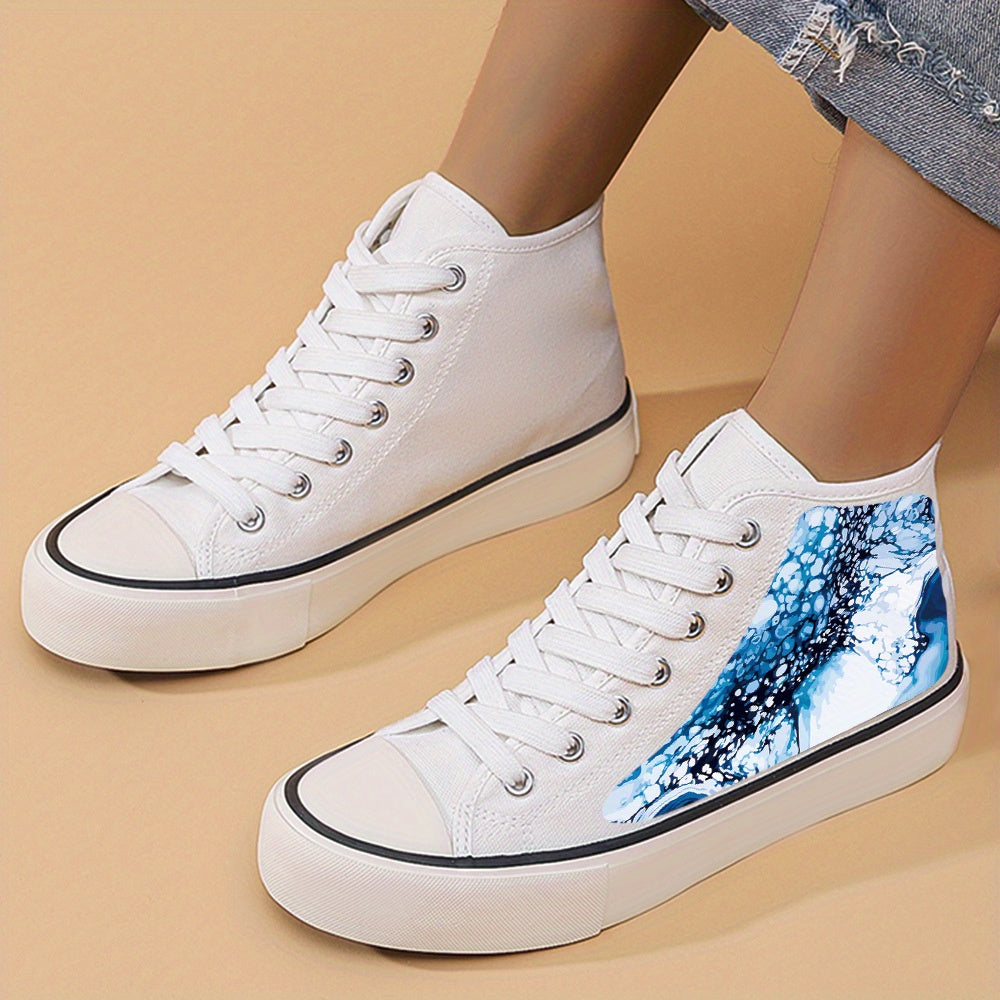 Abstract Print Chunky High Top Canvas Sneakers