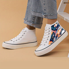 Flat Heighten Chunky Canvas Sneakers Non Slip High Top Classic Skate Shoes