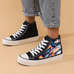 Flat Heighten Chunky Canvas Sneakers Non Slip High Top Classic Skate Shoes
