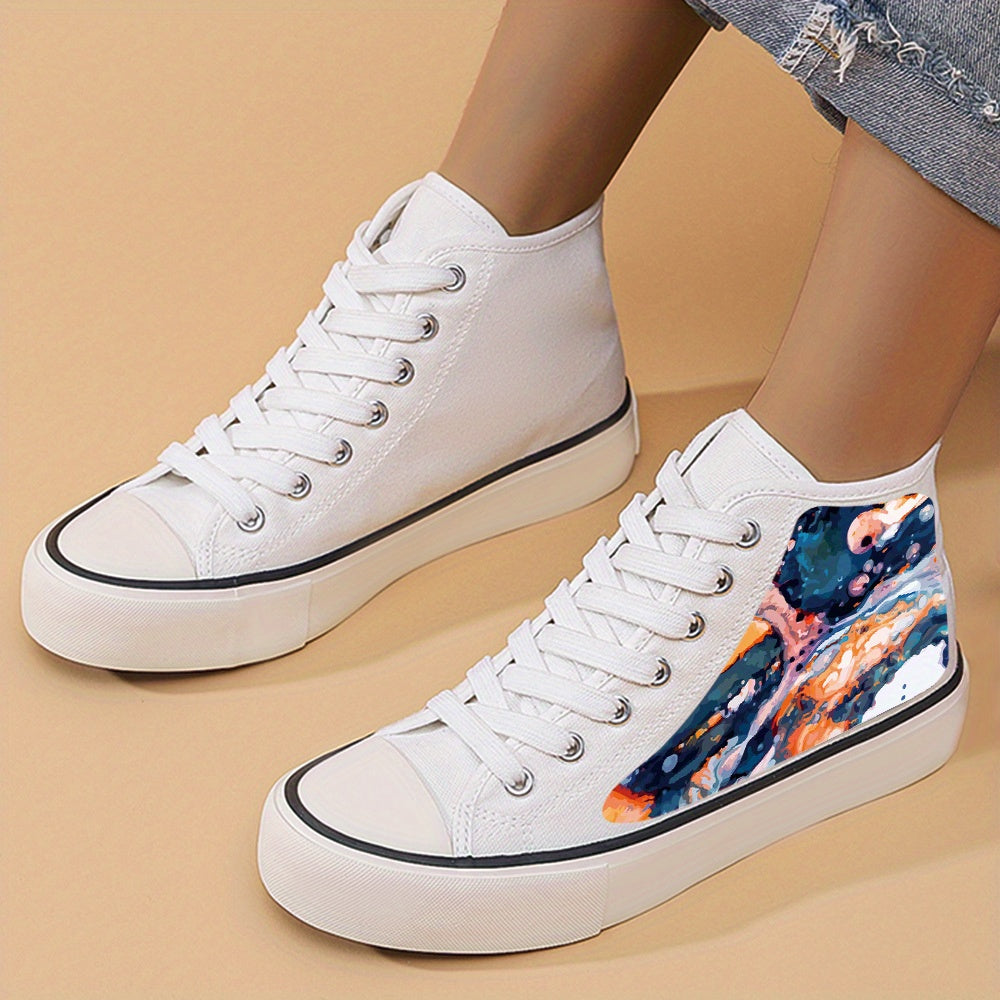 Flat Heighten Chunky Canvas Sneakers Non Slip High Top Classic Skate Shoes