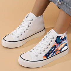 Flat Heighten Chunky Canvas Sneakers Non Slip High Top Classic Skate Shoes