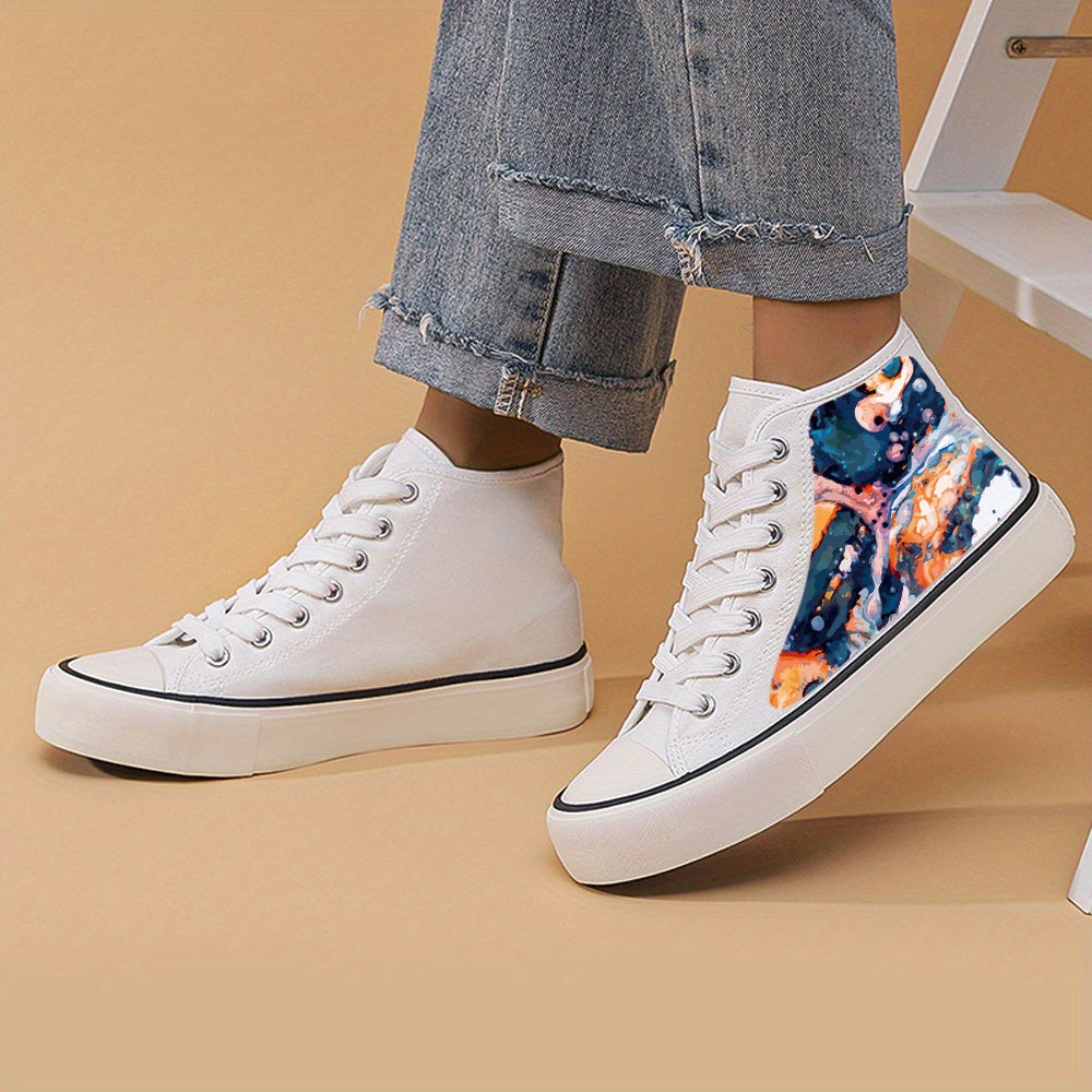 Flat Heighten Chunky Canvas Sneakers Non Slip High Top Classic Skate Shoes