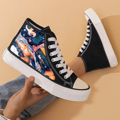 Flat Heighten Chunky Canvas Sneakers Non Slip High Top Classic Skate Shoes