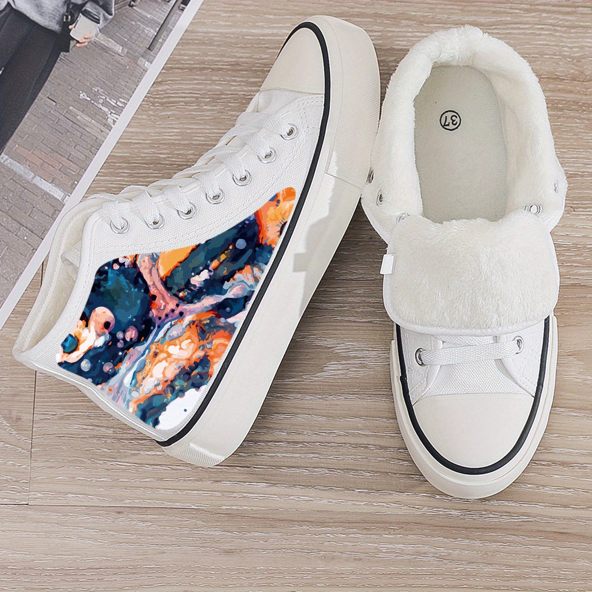 Plush Lined Thermal Chunky Canvas Sneakers