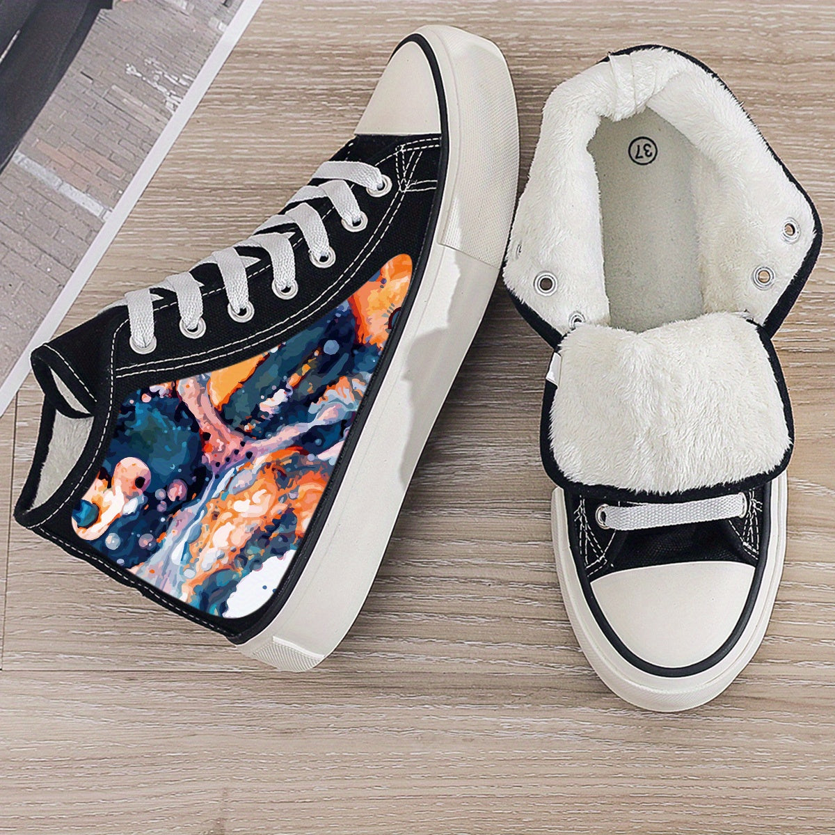 Plush Lined Thermal Chunky Canvas Sneakers