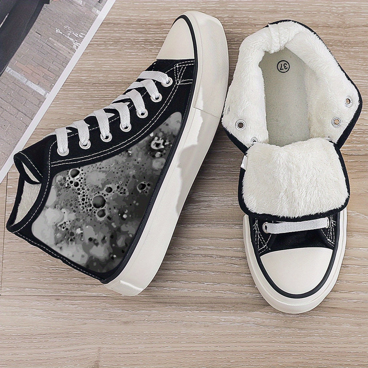 Gothic Plush Lined Chunky Sneakers Winter Shoes