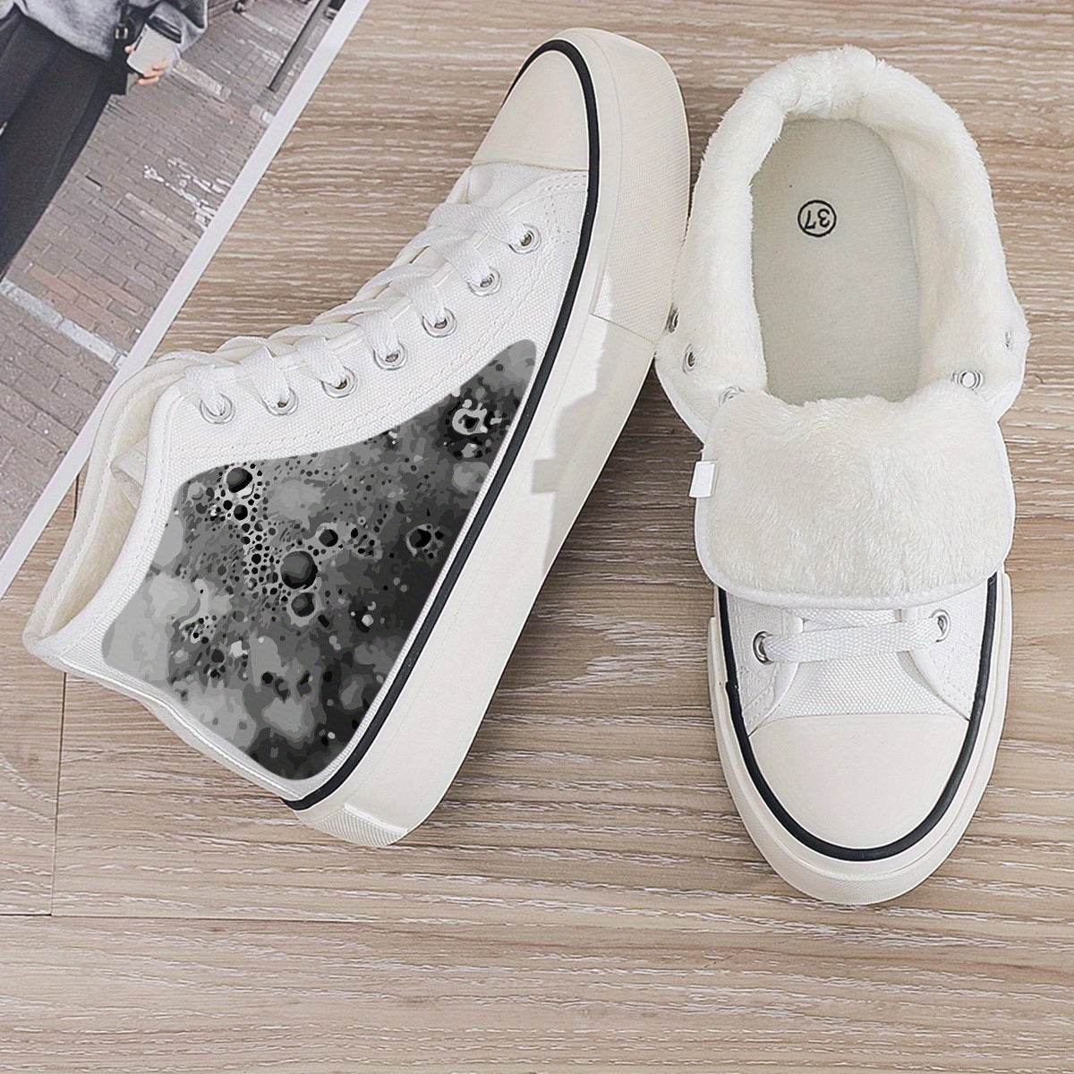 Gothic Plush Lined Chunky Sneakers Winter Shoes