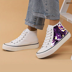 Purple Print High Top Chunky Canvas Sneakers