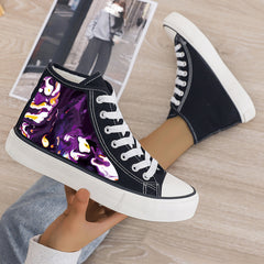 Abstract Print Plush Lined Thermal Chunky Canvas Sneakers