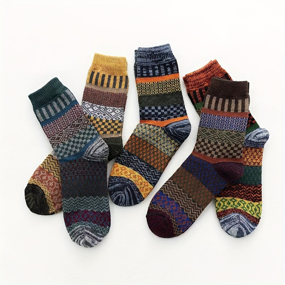 Men's Striped Crew Socks Breathable Comfy Casual Unisex Socks
