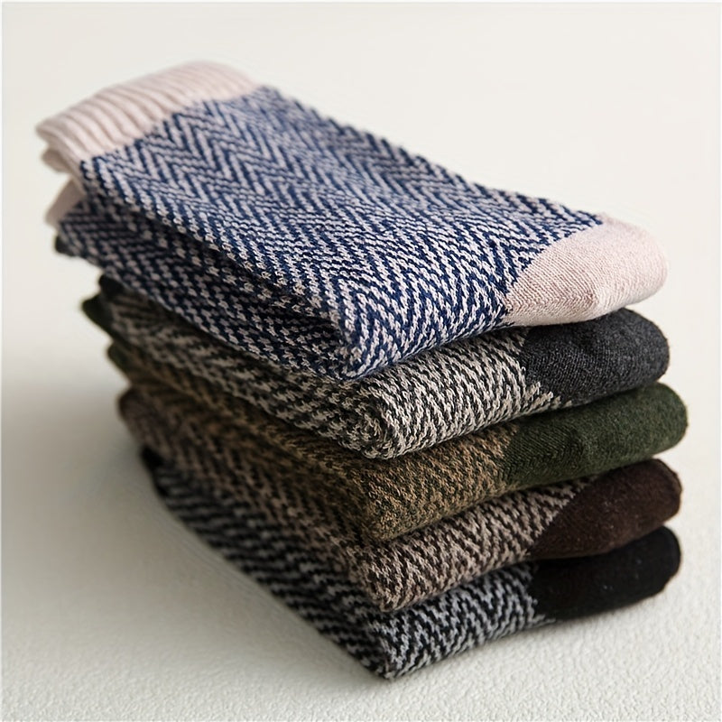 5 Pairs Men's Crew Socks Breathable Comfy Unisex Casual Socks