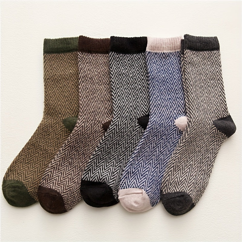 5 Pairs Men's Crew Socks Breathable Comfy Unisex Casual Socks