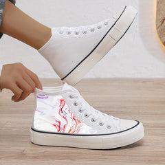 Plush Lined Chunky Canvas Sneakers Flat Fall Winter Warm Non Slip Shoes