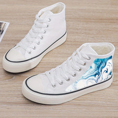 Plush Lined Chunky Canvas Sneakers Flat Fall Winter Warm Non Slip Shoes