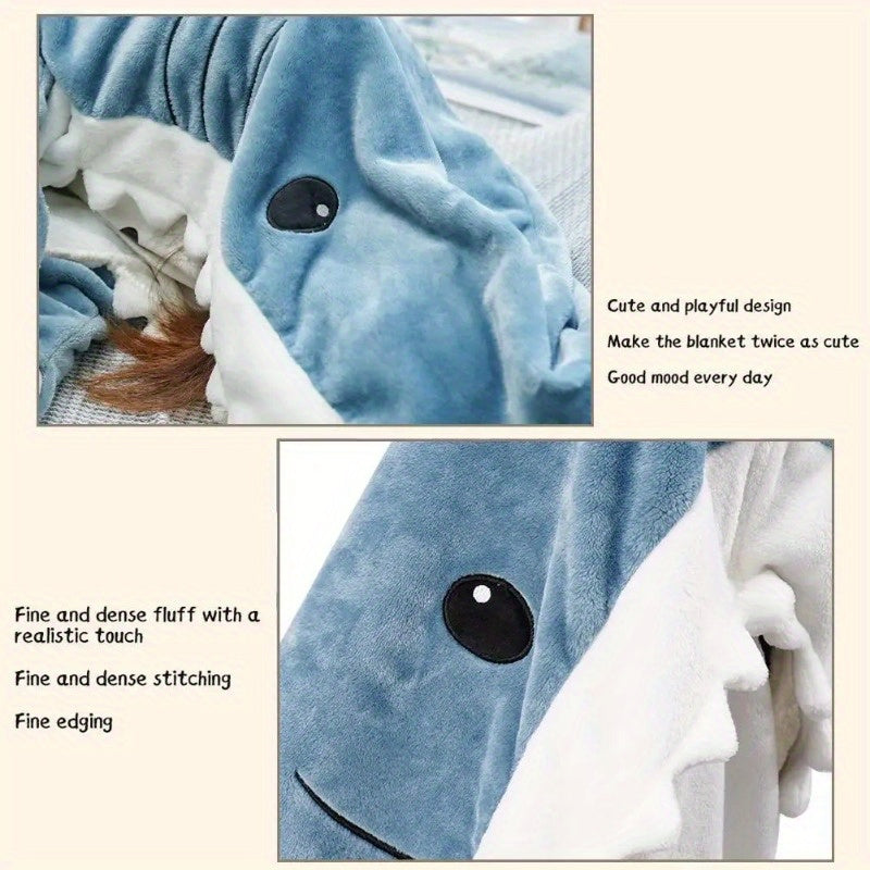 Cartoon Shark Sleeping Bag Warm Blanket for Home & Outdoor Use