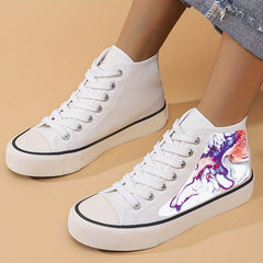 Abstract Print Flat Heighten Chunky Canvas Sneakers
