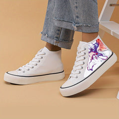 Abstract Print Flat Heighten Chunky Canvas Sneakers