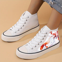 Abstract Print Flat Heighten Chunky Canvas Sneakers