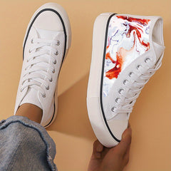 Abstract Print Flat Heighten Chunky Canvas Sneakers