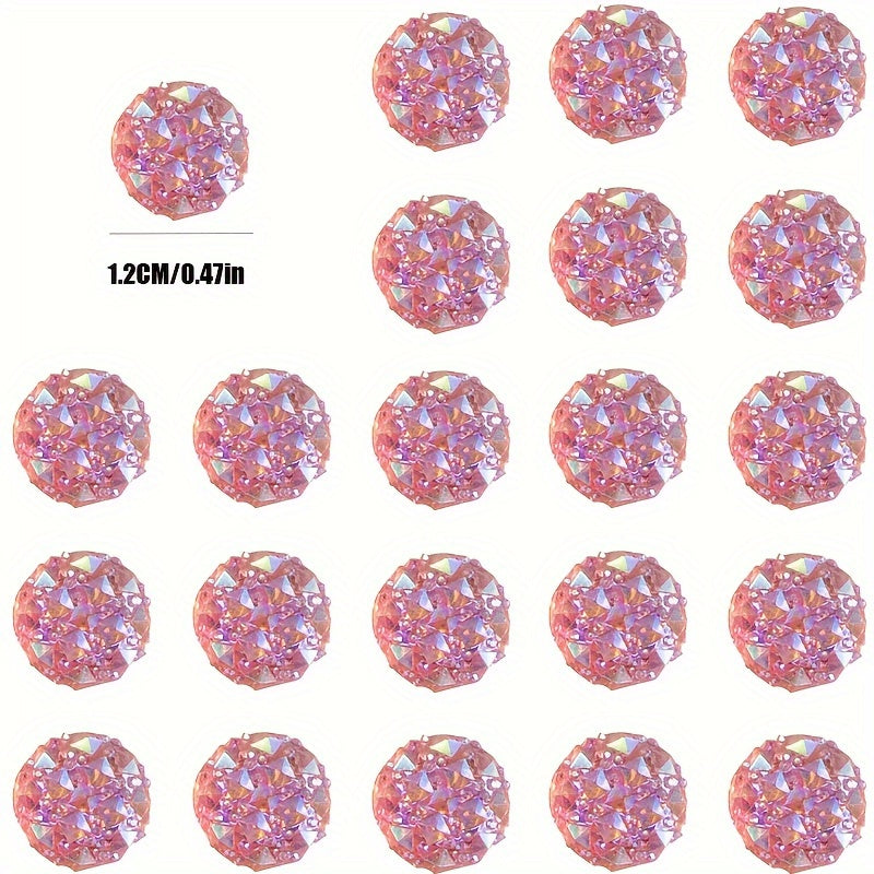 20pcs Pink Glitter Crystal Head Map Tacks Home Office Classroom Use