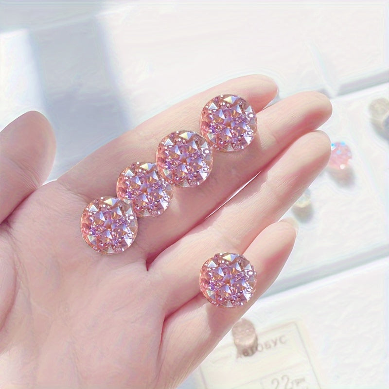 20pcs Pink Glitter Crystal Head Map Tacks Home Office Classroom Use