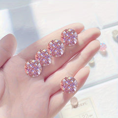 20pcs Pink Glitter Crystal Head Map Tacks Home Office Classroom Use