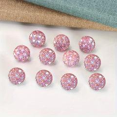 20pcs Pink Glitter Crystal Head Map Tacks Home Office Classroom Use