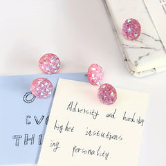 20pcs Pink Glitter Crystal Head Map Tacks Home Office Classroom Use