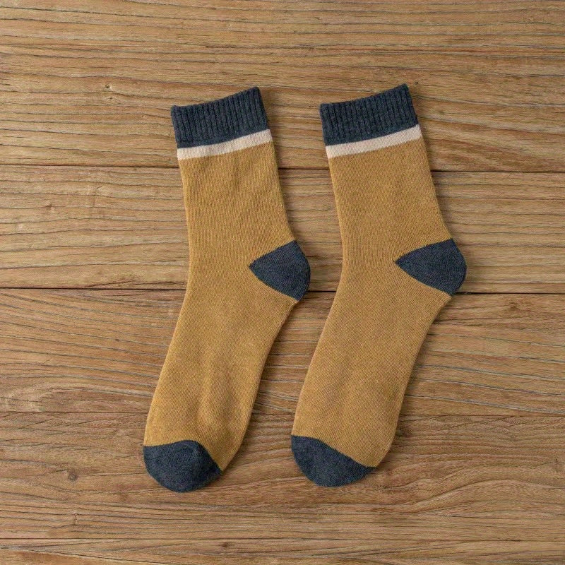Men's Block Crew Socks Breathable Comfy Casual Unisex Socks - All Seasons