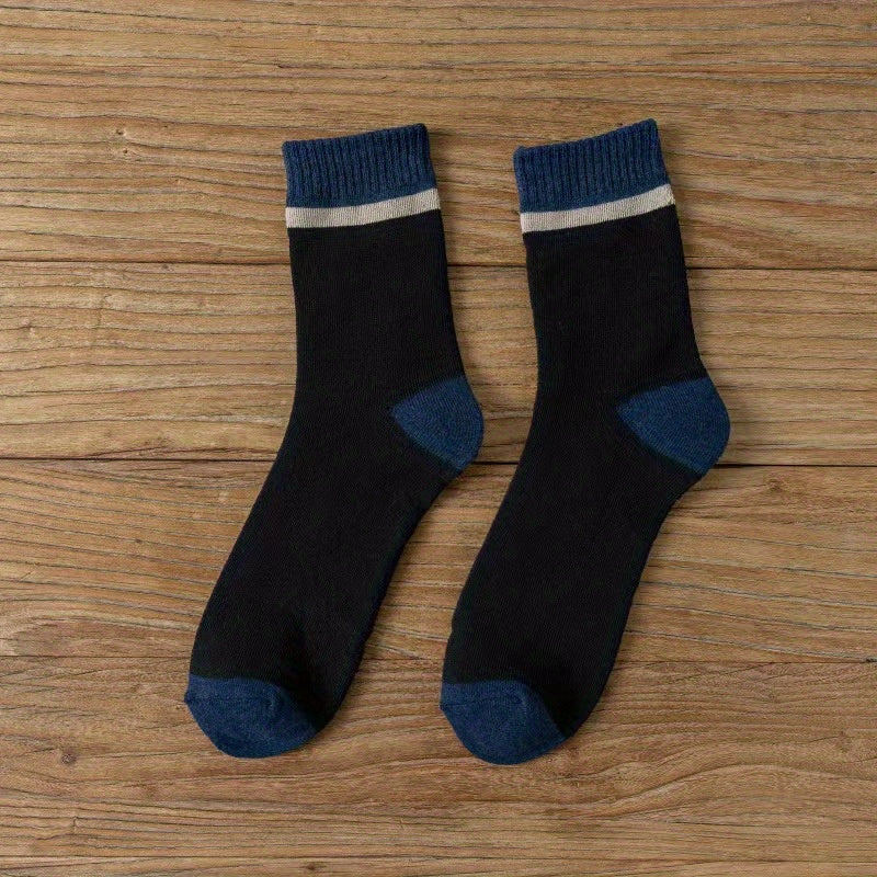 Men's Block Crew Socks Breathable Comfy Casual Unisex Socks - All Seasons