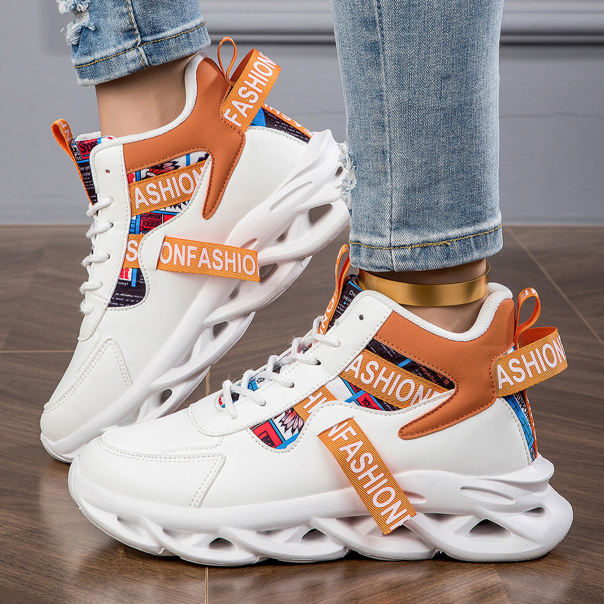 Women's Letter Graphic Athletic Sneakers Flying Woven Running Shoes