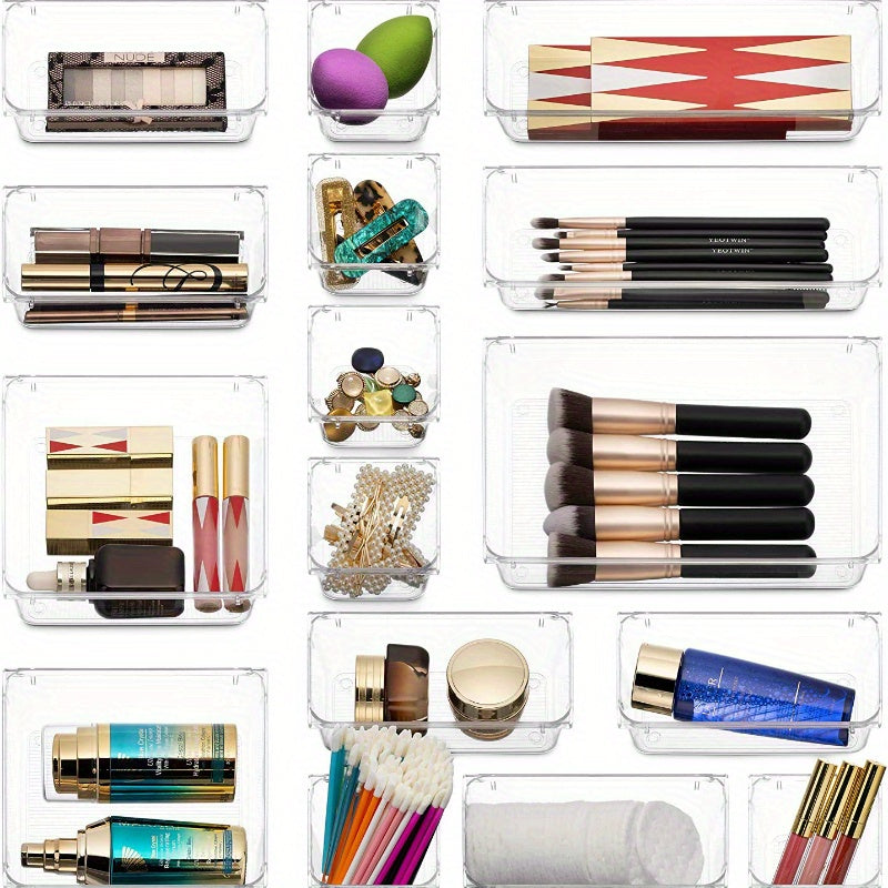 25pcs Transparent Compartment Boxes for Desktop Drawer Organization